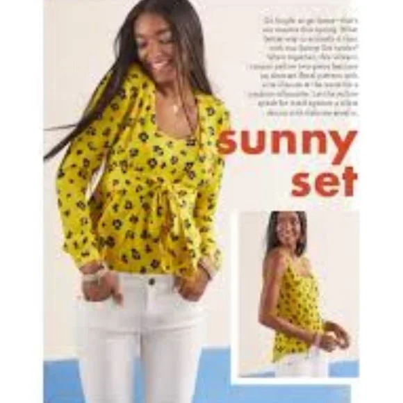 CAbi Sunny Set Limited Edition Wrap Tie Yellow Blouse Tank 2-Piece Set Medium - Picture 12 of 15